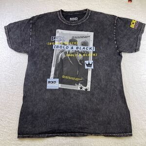 Men’s Medium MAD Engine Bold & Black graphic acid wash black t shirt